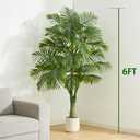 Artificial Golden Cane Palm Tree 6FT Tall Fake Plant Large Tropical Palms Trees with 3 Realistic Trunks, Faux Palm Plant Artificial Tree in Pot for Indoor Outdoor Room Patio Office Home Decor