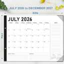 2026-2027 Desk Calendar - 22" x 17", 18 Month Calendar Jul 2026 - Dec 2027, Large Monthly Desktop Calendar with Daily Blocks, Thick Paper, Corner Protectors - Black(2 Stickers Included)