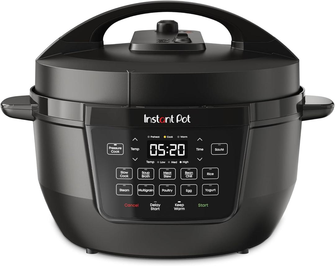 Instant Pot 7.5QT RIO Wide, 7-in-1 Electric Multi-Cooker, Pressure Cooker, Slow Cook, Rice, Steamer, Saut, Yogurt & Warmer, Wide Base, Large Searing Base, WhisperQuiet Steam Release (Black)