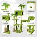 Meecal 65in Tall Cat Tree with Leaves for Indoor Cats, Green Cat Tower with Scratching Post, Hanging Hammock, Cozy Perch, Swing Ball, Self Groomer and Cat Ladder, Cat Tree Tower