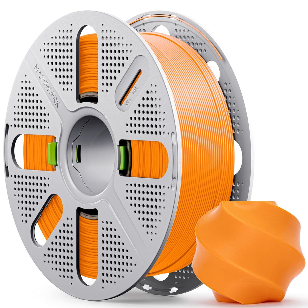 MarsWork PLA Basic, Pre-Dried Filament with Quick-Swap Reusable Spool 1kg (2.2lbs), 1.75mm 3D Printing Filament, Compatible with Bambu Lab 3D Printers – Pumpkin Orange