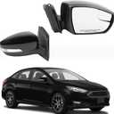 Dasbecan Right Passenger Side Mirror Compatible with 2015-2018 Ford Focus Black Rearview Mirror w/Turn Signal, Manual Folding, Power Glass and Temperature Sensor (7Pin)