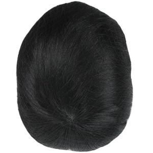 Toupee for Man Thin Skin PU Men's Hairpiece European Virgin Human Hair Replacement System Pieces Male Hair Prosthesis Unit for Men Protesis Capilar Hombre (Black, 13 x 18 CM)