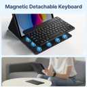 Wenlaty for iPad (A16) 11th/10th Generation Case with Keyboard - Detachable Wireless, Thin & Light Folio Keyboard Cover with Pencil Holder, for iPad 11-inch 11th 2025/10.9-inch 10th 2022, Black