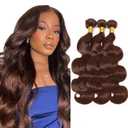 Brown Body Wave Bundles Human Hair Chocolate Brown Bundle Niegmeag Brazilian Virgin Remy Hair 3 Bundles 14 16 18 Inch Color 4 Body Wave Bundle Double Weft Hair Weave