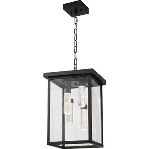 LOUSACE Modern LED Outdoor Pendant Light for Porch, Large 4 Lights Exterior Hanging Light Fixtures, 5CCT Dimmable Black Outside Chandelier Pendant Porch Lights with Clear Glass for Entrance Foyer