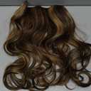 KooKaStyle Invisible Wire Hair Extensions Long Straight Layered Synthetic with Transparent Wire Adjustable Size 6 Secure Clips Hairpieces for Women 20 Inch (Balayage Chocolate Brown to Caramel Blonde)