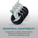 Honey-Can-Do SHF-01939 4-Inch Caster Roller Wheels for HCD Shelving Unit, Set of Four,Black