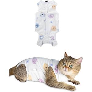 ANWA Cat Recovery Suit - Breathable Cat Onesie for Cats After Surgery Female, Kitten Surgery Recovery Suit Female Abdominal Wounds M
