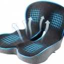 Seat Cushion Memory Foam with Ergonomic L-Shaped Extra Wide Support for Lower Back Relief, Comfort Cushion for Office Chair, Car Seat & Gaming Seat, Helps Sciatica Pain, Posture Improvement (Gray)