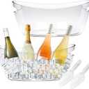 Ice Buckets for Parties, Ice Bucket 2 Pcs Acrylic Champagne Beverage with 2 Ice Bucket Scoop for Champagne Beer Sparkling Wine Cocktails 5L (Clear)