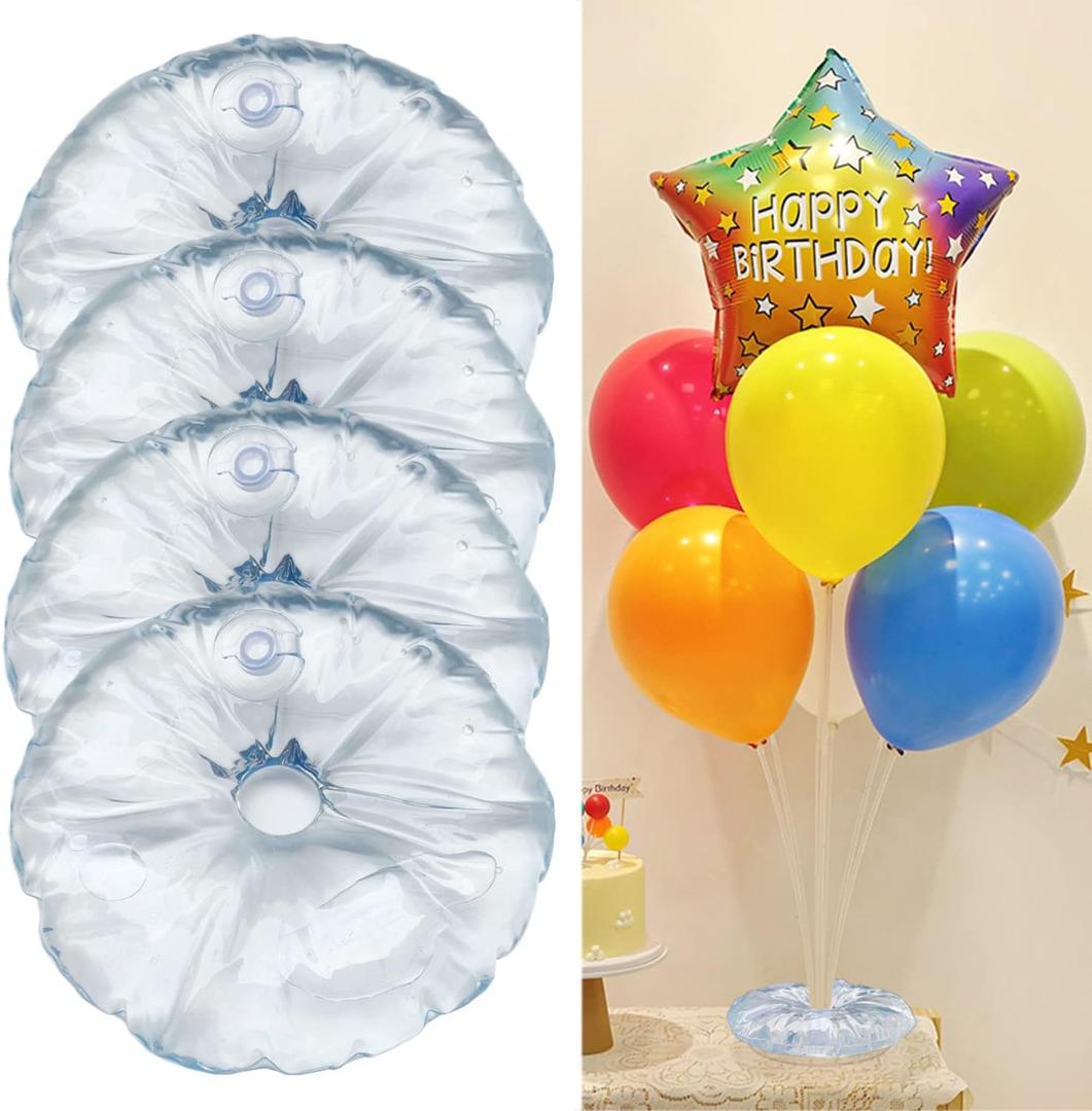 Balloon Stand Base,4 Pack Reusable Weight Bearing Bag for Table Balloon Stand,3 Lb Max Each (Transparent)