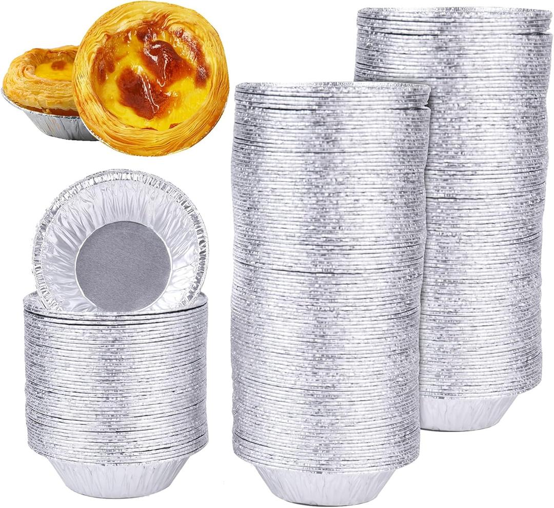 Yesland 500 Pack Aluminum Foil Egg Tart Molds, 2.8 Inch Disposable Pie Tins Pans and Tinfoil Cupcake Circular Baking Cup for Baking, Making Tarts, Quiche Pie, Caramel Pudding