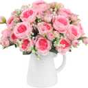 ASTRYAS 1Pc Artificial Peony Flower Silk Peonies Fake Flowers for Decoration Faux Floral Arrangements for Home Wedding Party Decor (Hot Pink)