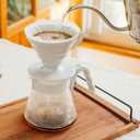 Hario V60 Pour Over Starter Set with Dripper, Glass Server, Scoop and Filters, Size 02, Pale Grey