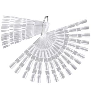 300 Tips Clear Nail Art Tip Sticks Fan Shaped Nail Wheel Display Practice Sticks Tool with Metal Split Ring