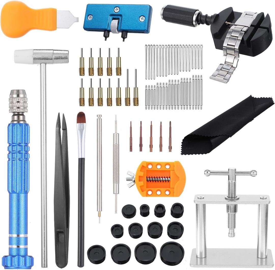 HOFURME Watch Repair Kit, Watch Press Tool Set, Watches Battery Replacement Tool Set, Watches Link Removal Kit - Repair Screwdriver, Tweezers