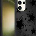 2 x Cute Cool Star Phone Case for Samsung Galaxy S23 Ultra 5G 6.8", Aesthetic Coquette Black Pattern Print Design Case Soft Slim Shockproof TPU Protective Funda Cover for Women Girls