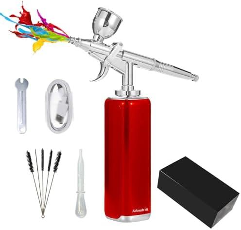 I-BEAUTEE Airbrush Set Cordless Airbrush kit with Compressor, Airbrush Cake Decoration High Airflow Miniature Painting Tool, Temporary Tattoo, Spray Gun for Model Hair Barber Enhancement, Nail Art