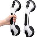 TAILI Shower Handles for Elderly Suction, 2 Pack 12 Inch Shower Grab Bars for Seniors, Grab Bars for Bathtubs and Showers, No Drilling Removable Safety Shower Grip, Black