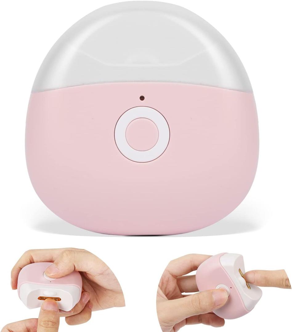 Automatic Electric Nail Clipper with LED Light & 2 Speeds with Nail Scraps Storage, USB Rechargeable Safety Fingernail Trimmer for Baby, Children, Kids, Adult, Seniors and Caregivers, Pink