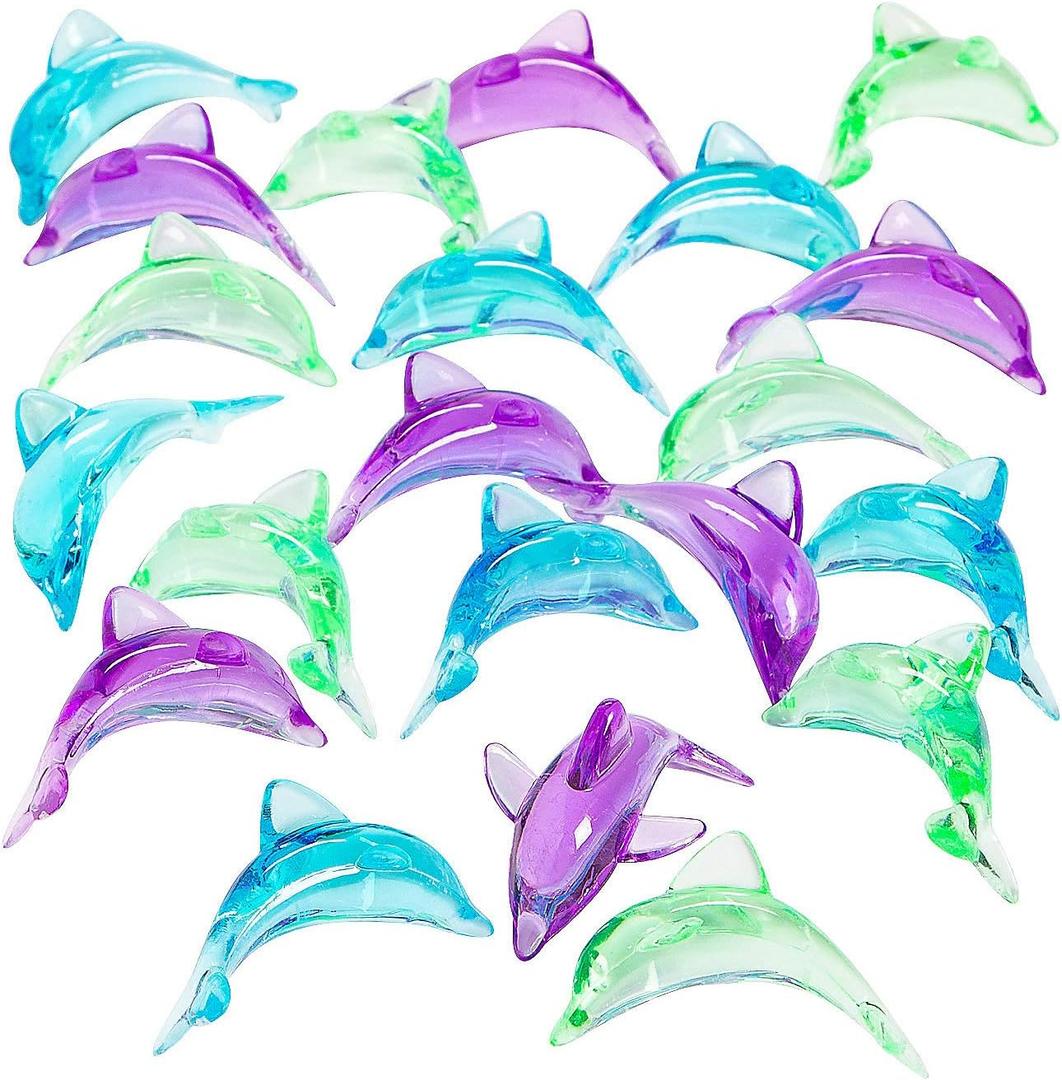 Fun Express Dolphin Table Tossers, 48 Acrylic Pieces - Sea Party and Home Decor