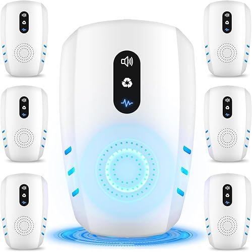 Cvtayn Upgraded Ultrasonic Pest Repellent Indoor Insect Repeller, Pest Control, Repellent Roach, Mouse, Bugs, Mosquito, Mice, Spider, Ant, Rodent Repellent Ultrasonic Plugin, 3 Mode Switching, 6 Packs