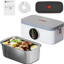 Cordless Electric Lunch Box, 1L Portable Self Heated Lunch Box, 16000mAh Battery Powered Food Warmer for Outdoor, Meal Prep, Car, Travel, Picnics and Office Use