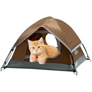 Outdoor Waterproof Pet Camping Tent, Cave Bed for Indoor Cats and Small Dogs, Portable Cat House Dog House, 21.6x21.6x14.9''