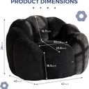 MAXYOYO Bean Bag Chair for Adults, Floral Shaped Bean Bag Sofa | Ultra Soft Faux Fur Floor Sofa, Large Reading Chair for Living Room Bedroom, Black, Single