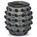 Rustic Farmhouse Vase, Boho Smoky Black Vase for Pampas Grass Small Textured Knotted Vases for Flowers Decorative Cement Floral Vases for Home Decor, Living Room, Dining Table