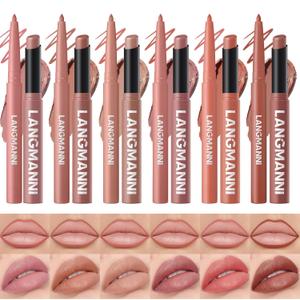 12Pcs Matte Lipstick + Lip Liner Pens Lip Combo Sets, Creamy Matte Lip Makeup Kit Long-Lasting Waterproof, Smudge-Proof Highly Pigmented Formula, Neutral & Nude Shades Makeup Set (Everyday Nudes Set)