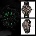 SAPPHERO Mens Watch Waterproof Digital Chronograph Wristwatch with Rubber Strap, 6-Hand Battery-Powered Black Watch for Man Business Casual