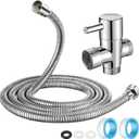 Dreyoo 79 in Extra-Long Stainless Steel Shower Hose & Brass G1/2 3-Way Diverter Combo Kit with 2 Plumber Tape, Flexible Handheld Head Hose, Shower Arm Diverter Valve for Universal Replacement