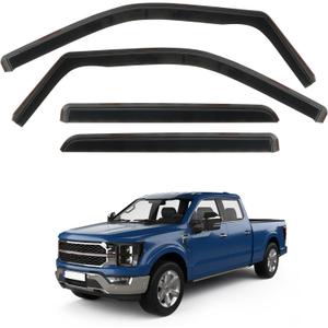 4 PCS in-Channel Rain Guards Fit for 2021 2022 2023 2024 2025 2026 Ford F150 SuperCrew, Side Window Wind Deflectors for 23-25 F250 F350 F450 F550 Crew Cab, Vent Window Visors Shade Shield