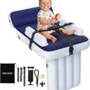 Toddler Airplane Bed - Inflatable Airplane Bed for Toddlers, Blow Up Air Mattress for Kids, Travel Baby Mattress Plane for Flight with Safety Belt, Carry Bag, Fast-Pump & Storage Pocket