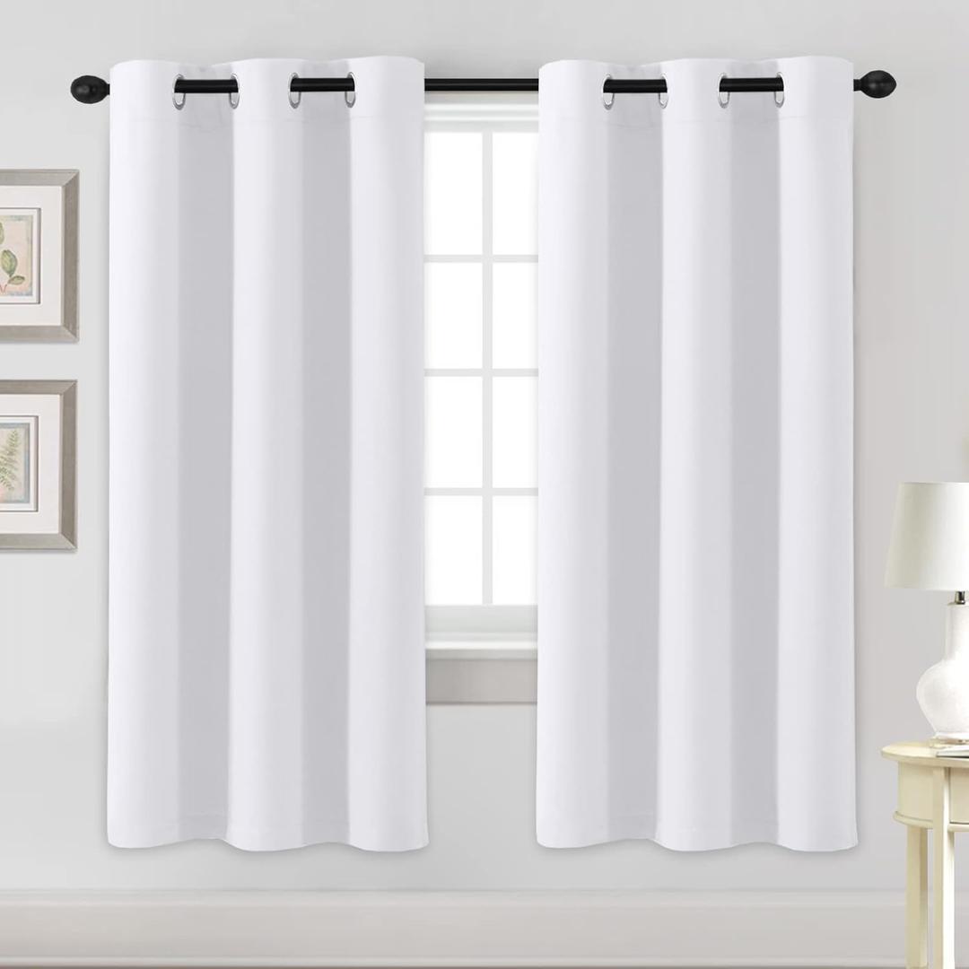 H.VERSAILTEX White Curtains for Bedroom Thermal Insulated Room Darkening Living Room Curtains Grommet Privacy Protection Window Curtain Panels/Drapes for Nursery, 2 Panels, 42x72 Inches, Pure White