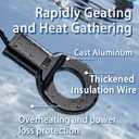 500W Chicken Water Heater with Thermostat,Cast Aluminum Submersible Bird Bath De-Icer for Plastic/Metal Poultry,Power Cord 9.8 Ft,Black