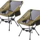 MOON LENCE Portable Camping Chair Backpacking Chair - The 4th Generation Ultralight Folding Chair - Compact, Lightweight Foldable Chairs for Hiking Mountaineering, Beach (Khaki-2 Pack)