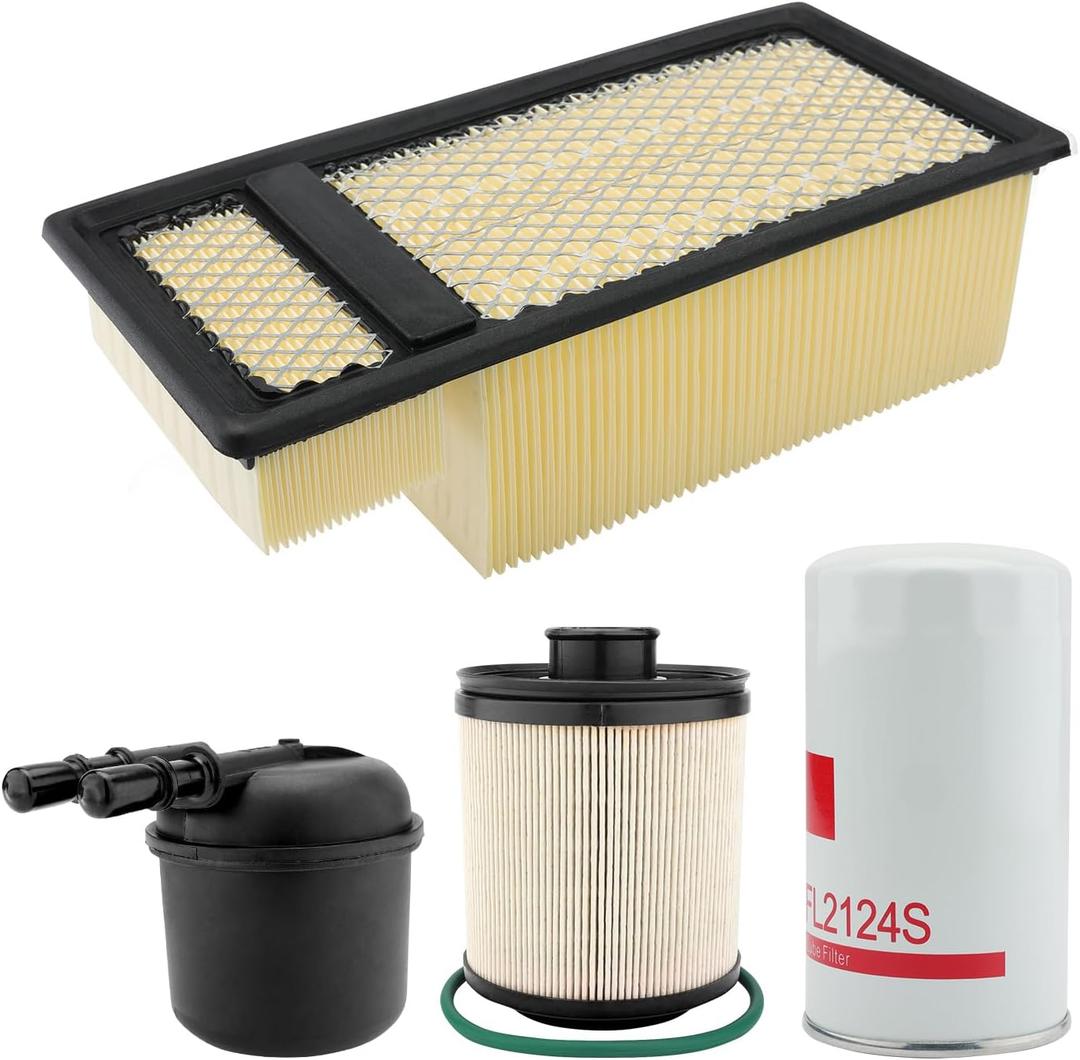 6.7L Engine Filter Kit, FL2124S Oil Filter FD4615 Fuel Filter FA1902 Air Filter, Compatible With 2011-2016 Ford F250/F350/F450/F550 Super Duty V8 Diesel Engines, Replaces# FL2051S