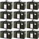 TAILI 12 Pack Green Extra Large Storage Bags, Heavy Duty Totes with Visible Window, Wrap Around Handles, Perfect for Moving and Storage