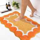 Scalloped Orange Bathroom Rugs Mat,Non Slip Absorbent Quick Dry Bath Mats for Shower Room,Plush Microfiber Bath Rug for Bathroom Floor Washable Carpet for Shower Tub Sink Bedroom,20"x32"