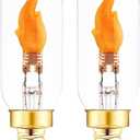 E12 Flickering Flame Bulb, Realistic Flame Effect LED Chandelier Candelabra Base, 2 Pack