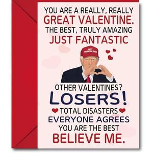 Funny Trump Valentines Day Card – Hilarious & Heartfelt Love Card for Boyfriend, Girlfriend, Husband, or Wife – Premium Quality Romantic Humor Card for Valentine’s Day or Unique Love Gift Pack of 6