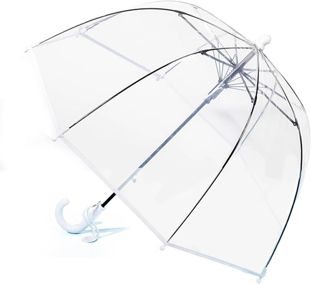 MRTLLOA Kids Clear Bubble Umbrella with an Easy Grip Curved Handle, Safety Transparent Dome Bubble Umbrella for Toddler Boys Girls, One_Size