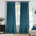 ANRODUO Peacock Blue Velvet Curtains 96 Inches Long Blackout Thermal Insulated Soundproof Curtain Privacy Room Darkening Curtains Pinch Pleat Window Drapes for Bedroom Living Room Set of 2