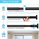 Tension Curtain Rod 41-67 Inch – Heavy Duty Curtain Rods No Drilling Adjustable Window Treatment Rod for Window Patio, Easy Installation, Rust Resistant, 1.26" Diameter, Black