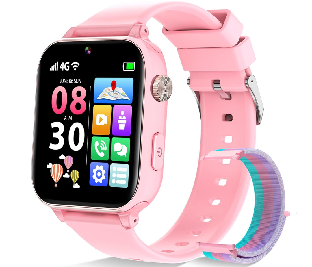 Ucani 4G Kids Smart Watch Boys Girls, Kid GPS Tracker Watch Phone Video Call Wifi Position School Mode Pedometer SOS Games, Birthday Toy Gifts for 6-12 Years Old, Pink Visit the Ucani Store