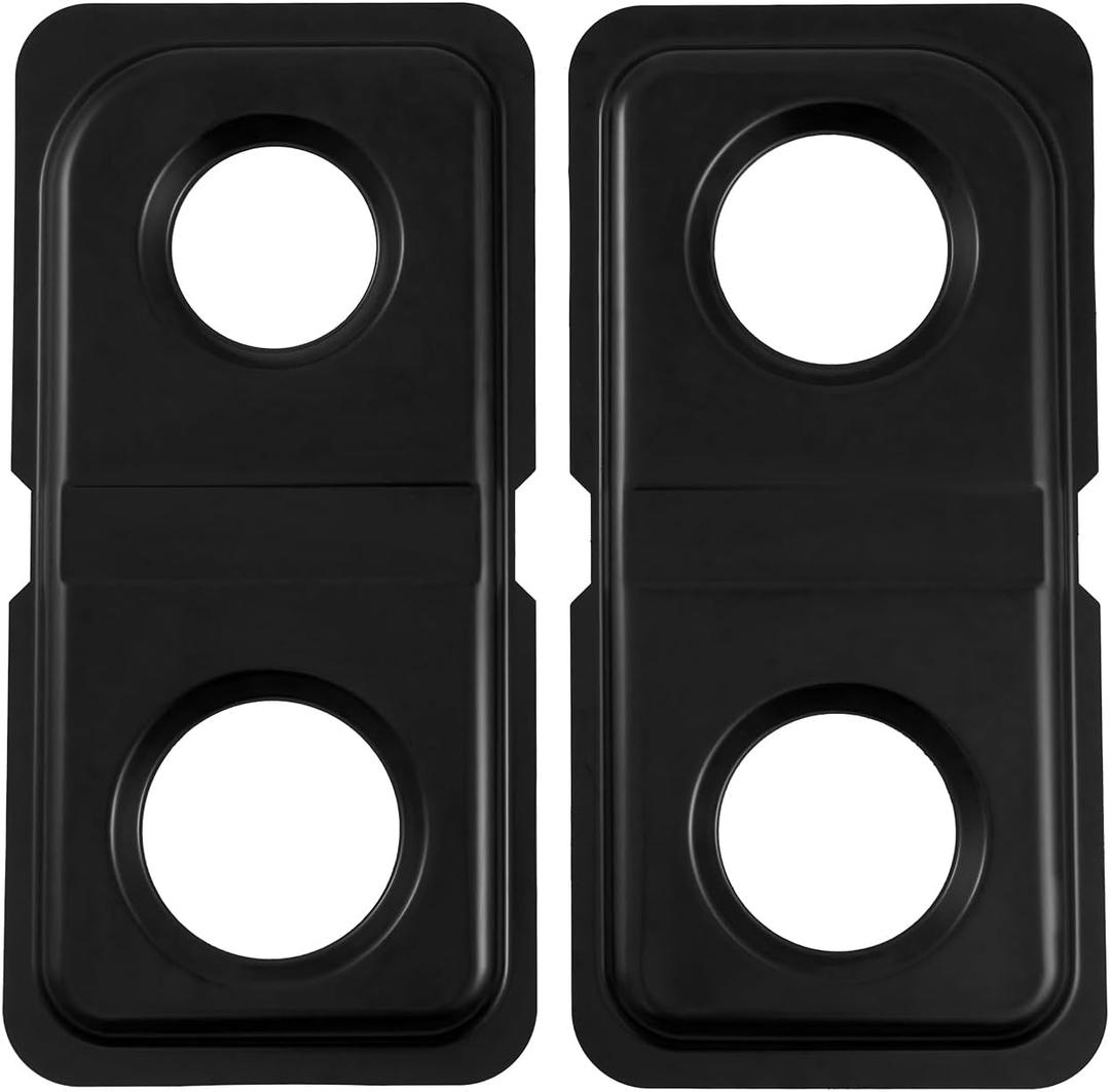 Atgestore WB34K10010 Left WB34K10009 Right Drip Pans Replacement for GE Gas Range Parts 16.7x8 IN Stainless Steel Double Drip Pans for GE Hotpoint Stove Parts Cooktop Burner Drip Pans Black, 2 Pcs