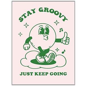 MINI ZOZI Retro Wall Art Room Decor Pink Green Cute Aesthetic Poster Vintage Pastel Pink & Green Cool Trendy For Bedroom Bathroom & Dorm Large Size 12"x16" Kidcore Walls Prints for Teens and Girls UNFRAMED